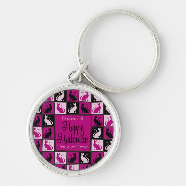 Halloween cat mosaic key ring (Front)