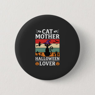Halloween Cat Mother Lover Retro Witch Design 6 Cm Round Badge