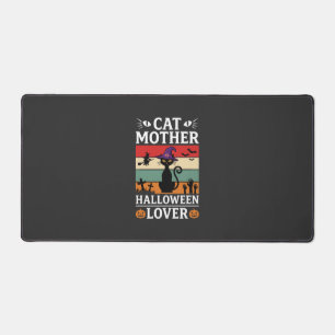 Halloween Cat Mother Lover Retro Witch Design Desk Mat