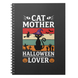 Halloween Cat Mother Lover Retro Witch Design Notebook
