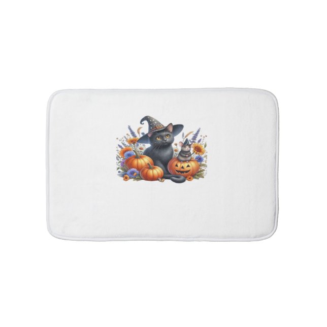 Halloween Cat Mouse Pumpkins T-Shirt Essential T-S Bath Mat (Front)