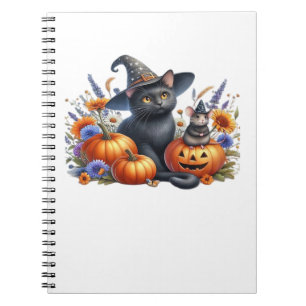 Halloween Cat Mouse Pumpkins T-Shirt Essential T-S Notebook