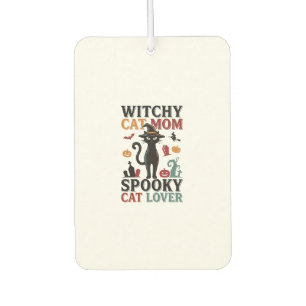 Halloween Cat Mum Vintage Witchy Cat Lover Design_ Car Air Freshener