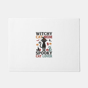 Halloween Cat Mum Vintage Witchy Cat Lover Design_ Doormat