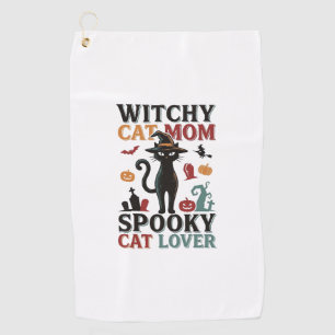 Halloween Cat Mum Vintage Witchy Cat Lover Design_ Golf Towel