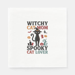 Halloween Cat Mum Vintage Witchy Cat Lover Design_ Napkin