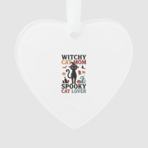 Halloween Cat Mum Vintage Witchy Cat Lover Design_ Ornament
