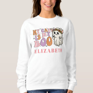 Halloween Cat My Cat is My Boo Ghost Custom Name Sweatshirt