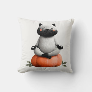 Halloween Cat on Pumpkin Design Cushion