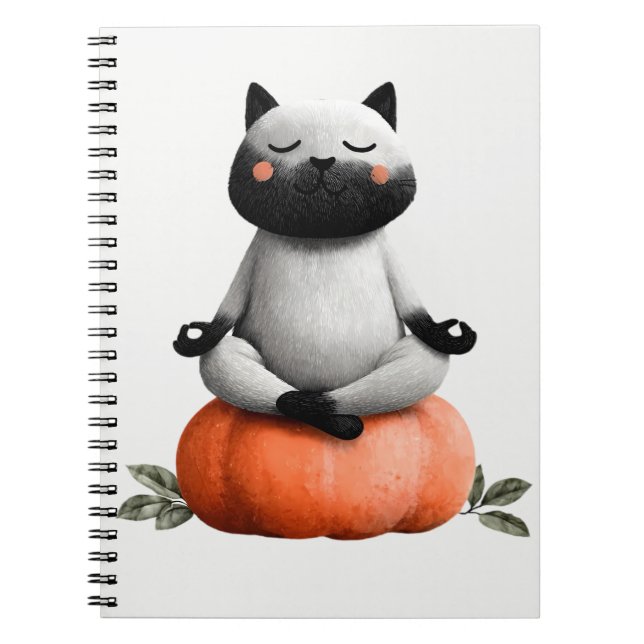 Halloween Cat on Pumpkin Design Notebook (Front)
