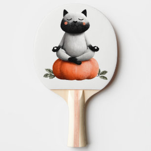 Halloween Cat on Pumpkin Design Ping Pong Paddle