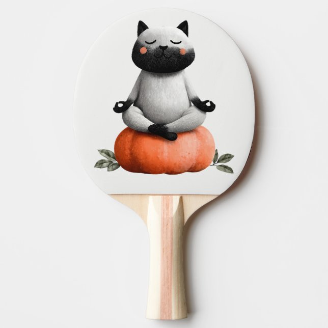 Halloween Cat on Pumpkin Design Ping Pong Paddle (Front)