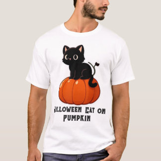 Halloween Cat on Pumpkin T-Shirt