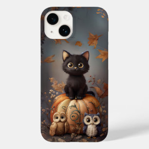 Halloween Cat on Pumpkin with Owls Case-Mate iPhone 14 Case