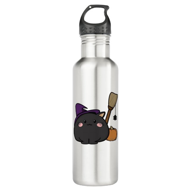 Halloween Cat Oversized T-Shirt 710 Ml Water Bottle (Front)