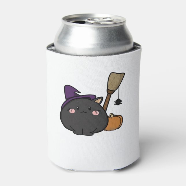 Halloween Cat Oversized T-Shirt Can Cooler (Can Front)