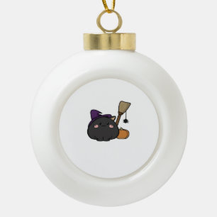 Halloween Cat Oversized T-Shirt Ceramic Ball Christmas Ornament