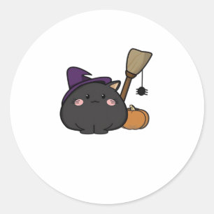 Halloween Cat Oversized T-Shirt Classic Round Sticker