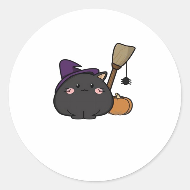 Halloween Cat Oversized T-Shirt Classic Round Sticker (Front)