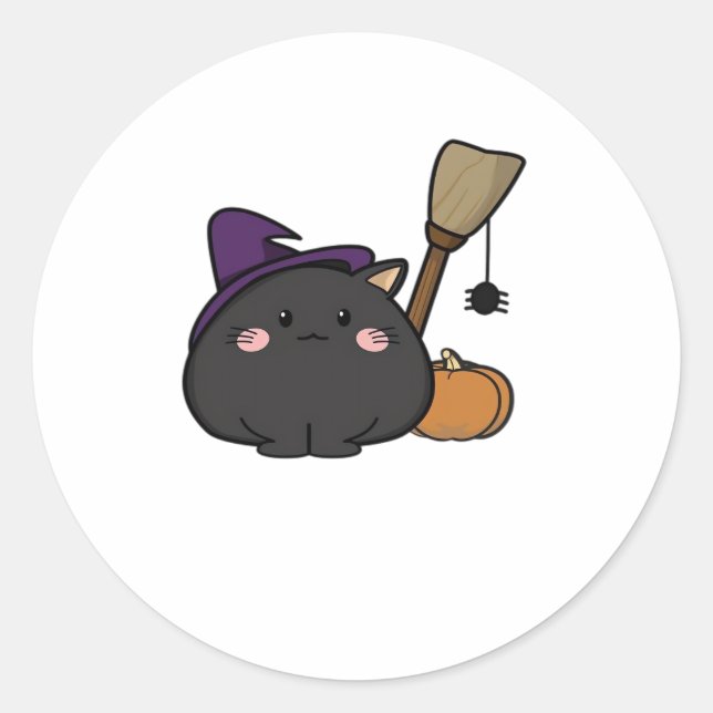 Halloween Cat Oversized T-Shirt Classic Round Sticker (Front)