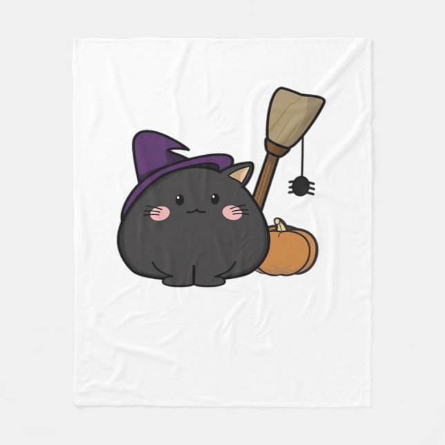 Halloween Cat Oversized T-Shirt Fleece Blanket (Front)