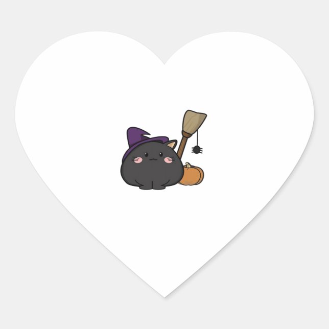Halloween Cat Oversized T-Shirt Heart Sticker (Front)