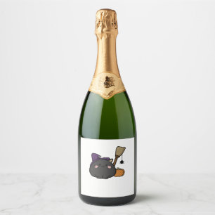 Halloween Cat Oversized T-Shirt Sparkling Wine Label