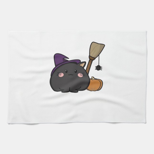 Halloween Cat Oversized T-Shirt Tea Towel (Horizontal)
