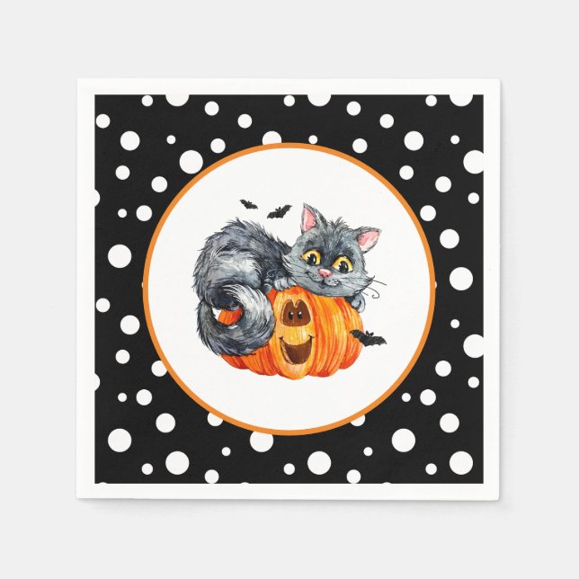 Halloween Cat Paper Napkins (Front)
