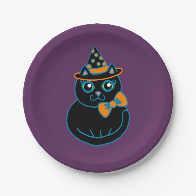 Halloween Cat Paper Plates (Front)