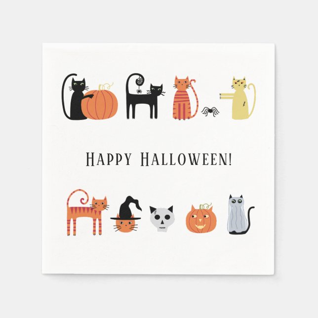 Halloween Cat Party Napkin (Front)