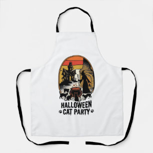 Halloween Cat Party Vintage Witch Cats Design_1 Apron