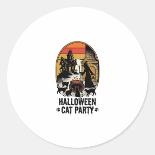 Halloween Cat Party Vintage Witch Cats Design_1 Classic Round Sticker