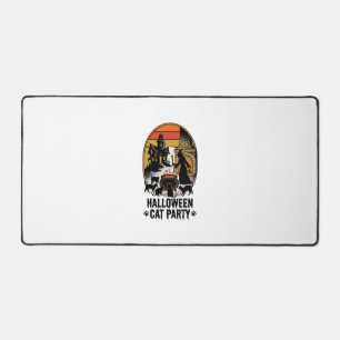Halloween Cat Party Vintage Witch Cats Design_1 Desk Mat
