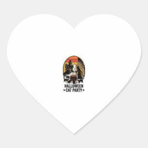 Halloween Cat Party Vintage Witch Cats Design_1 Heart Sticker