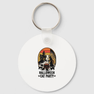 Halloween Cat Party Vintage Witch Cats Design_1 Key Ring