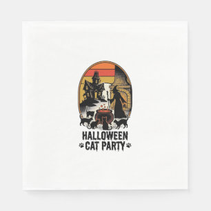 Halloween Cat Party Vintage Witch Cats Design_1 Napkin