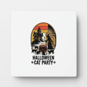 Halloween Cat Party Vintage Witch Cats Design_1 Plaque