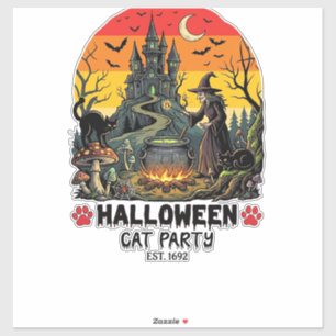 Halloween Cat Party Witch Cauldron Black Cats Haun