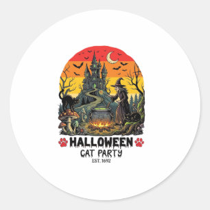 Halloween Cat Party Witch Cauldron Black Cats Haun Classic Round Sticker