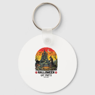 Halloween Cat Party Witch Cauldron Black Cats Haun Key Ring