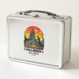 Halloween Cat Party Witch Cauldron Black Cats Haun Metal Lunch Box