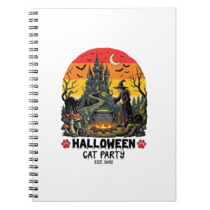 Halloween Cat Party Witch Cauldron Black Cats Haun Notebook