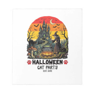 Halloween Cat Party Witch Cauldron Black Cats Haun Notepad