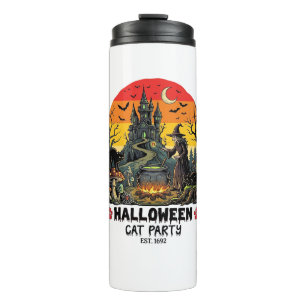 Halloween Cat Party Witch Cauldron Black Cats Haun Thermal Tumbler