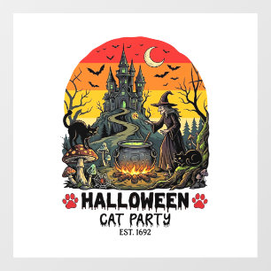 Halloween Cat Party Witch Cauldron Black Cats Haun Window Cling
