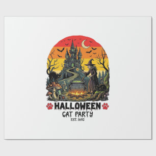 Halloween Cat Party Witch Cauldron Black Cats Haun Wrapping Paper