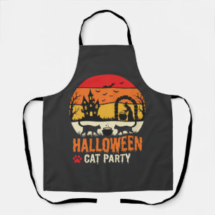Halloween Cat Party Witch Cauldron Silhouette Desi Apron