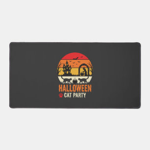 Halloween Cat Party Witch Cauldron Silhouette Desi Desk Mat