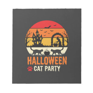Halloween Cat Party Witch Cauldron Silhouette Desi Notepad